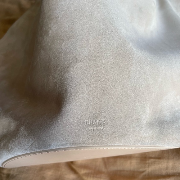 KHAITE Medium Lotus Tote in Grey Suede - Picture 12 of 16